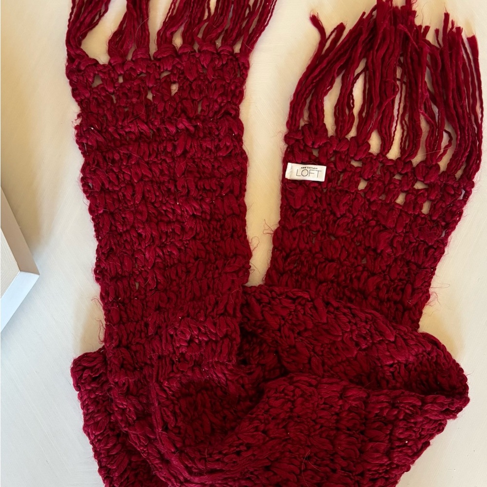 Ann Taylor Loft Wool Scarf with Fringe • 72” Length